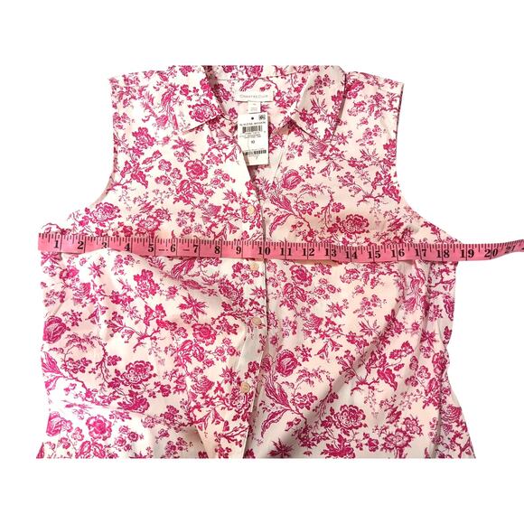 NEW CHARTER CLUB Sleeveless Top Blouse Shirt 10 Pink Floral Summer Feminine - Picture 4 of 8